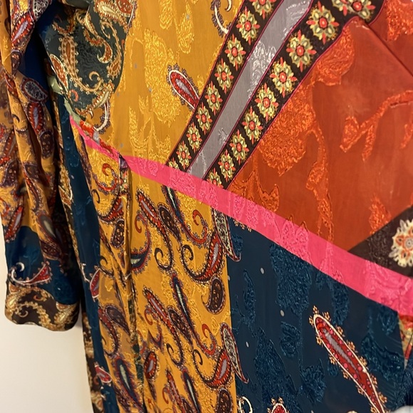 Reba The Road Less Traveled Multi Patchwork Fringe Long Duster Coat size XL - Picture 12 of 16